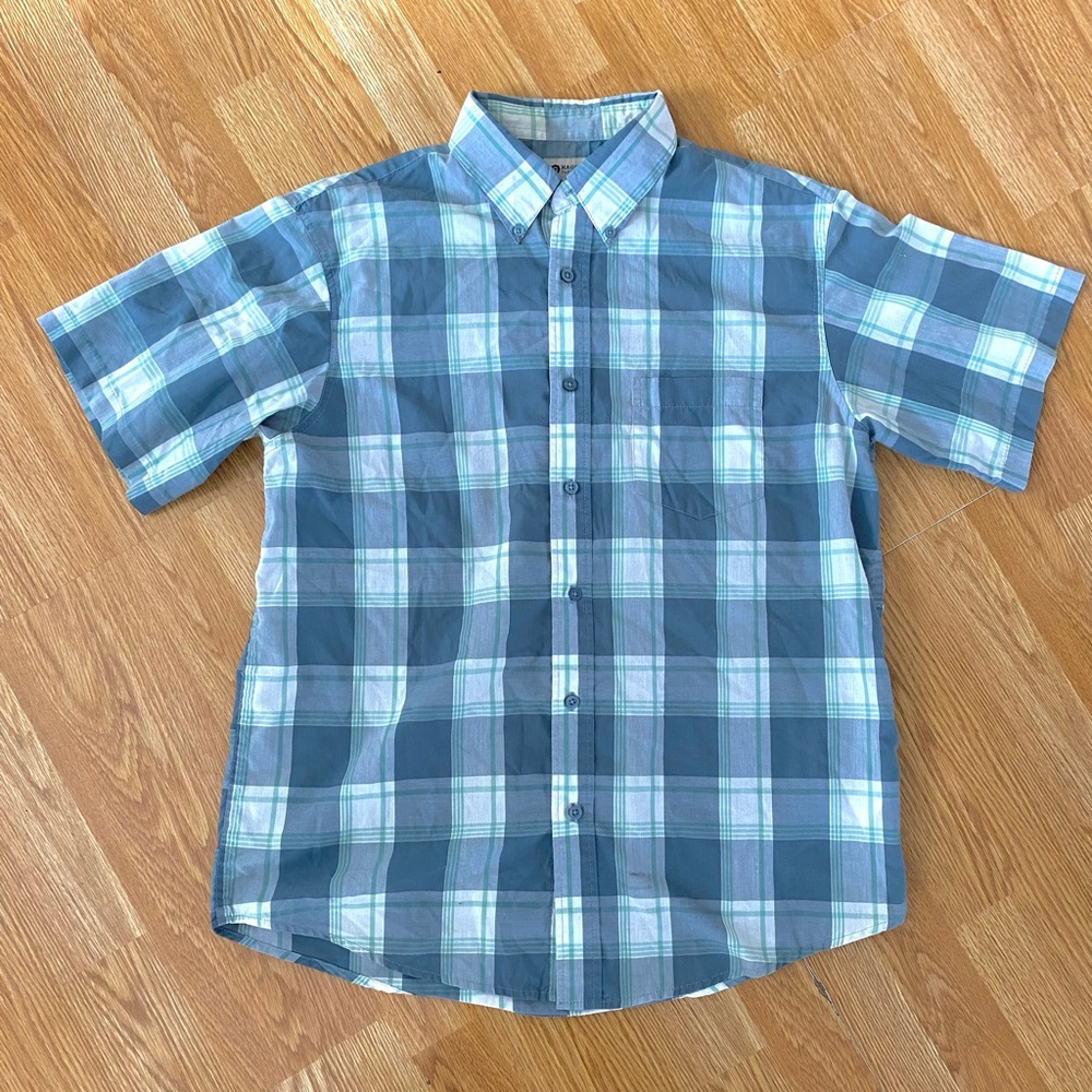5 for $25! Haggar Men's Casual Plaid Short Sleeve Button Down shirt